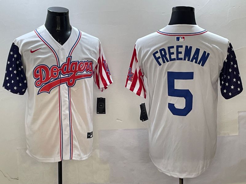 Men Los Angeles Dodgers #5 Freeman White a generation of national flags Joint name 2025 Nike MLB Jersey style 1->los angeles dodgers->MLB Jersey